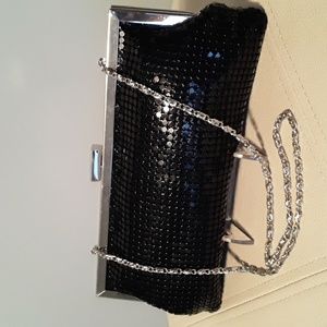 STYLE & CO 2-Way Clutch Metal Mesh, Black & Silver